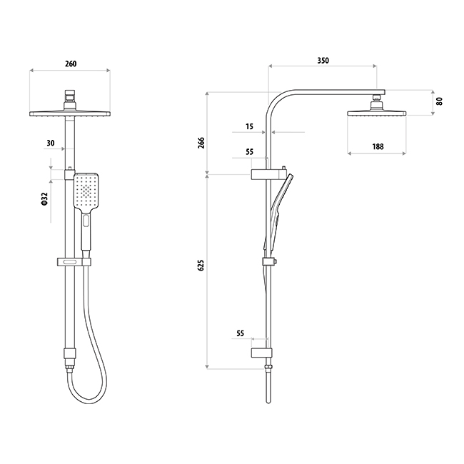 Liberty Twin Shower with Rail - Image 2