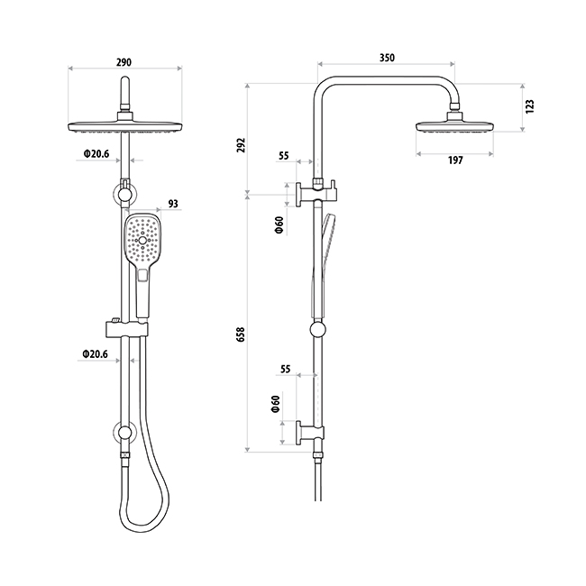 Huntingwood Twin Shower With Rail - Image 3
