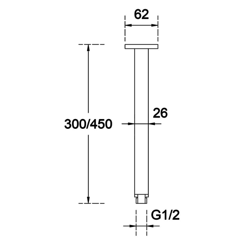 Square Ceiling Arm with Flange - Image 2