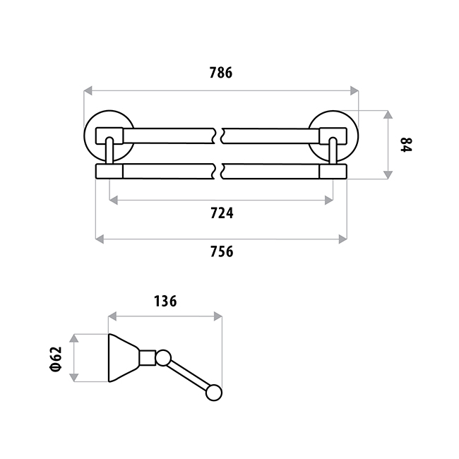 Kirra Double Towel Rail - Image 2