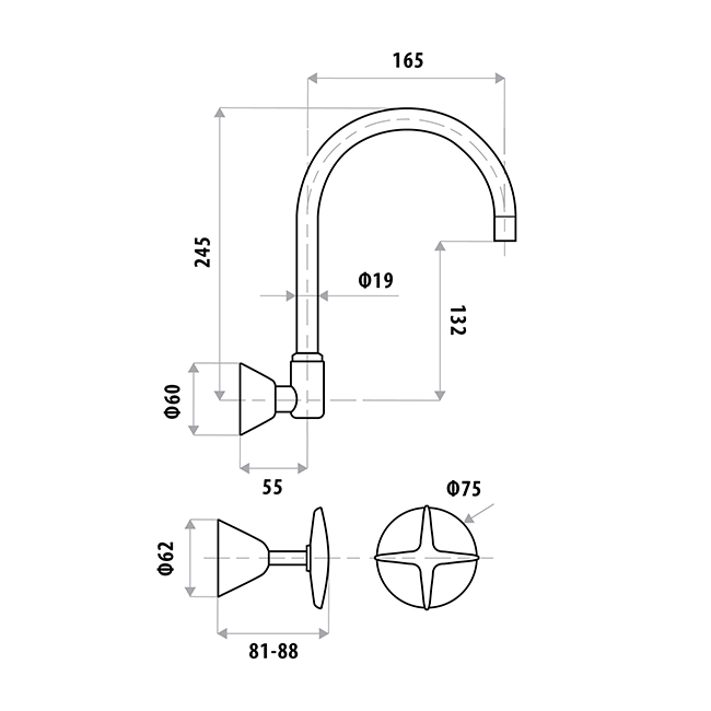 KIRRA Wall Sink Set Gooseneck Spout - Image 2