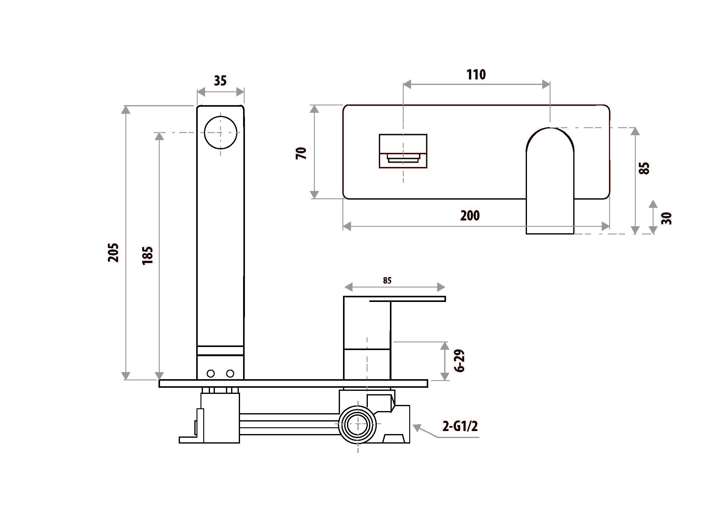 The GABE Wall Outlet Mixer (Leva) - Image 2