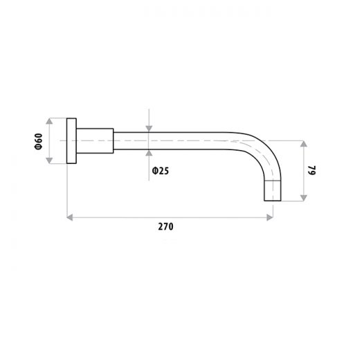 Sabine Bath Spout Extended (270mm) - Image 2